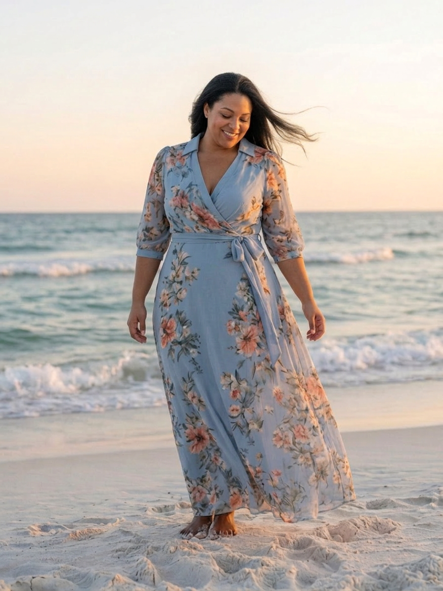 Elowen | Vestido Maxi Floral Cruzado con Escote en V