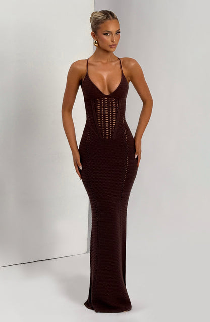 Vestido Largo Granate Xanthe