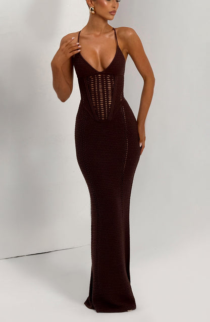 Vestido Largo Granate Xanthe